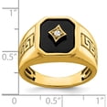 thumbnail image 3 of 14K Yellow Gold Onyx And Diamond Greek Key Design Mens Ringsize 10 (Width 3.6 To 14.6) - Jbsp, 3 of 5