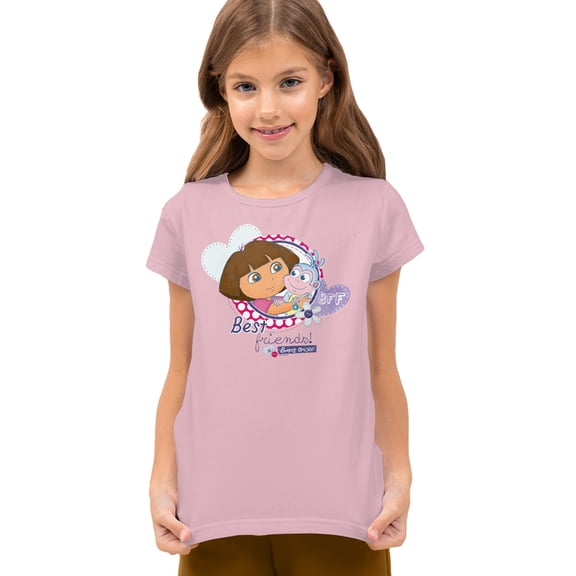 Popfunk Dora The Explorer And Boots Are Best Friends! Kids T Shirt for Youth Boys and Girls, Pink, Small