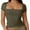 army green, variant on Women's Square Neck Going Out Tops Sexy Slim Fit Short Sleeve T Shirts Smoke Cloud Pro Collection