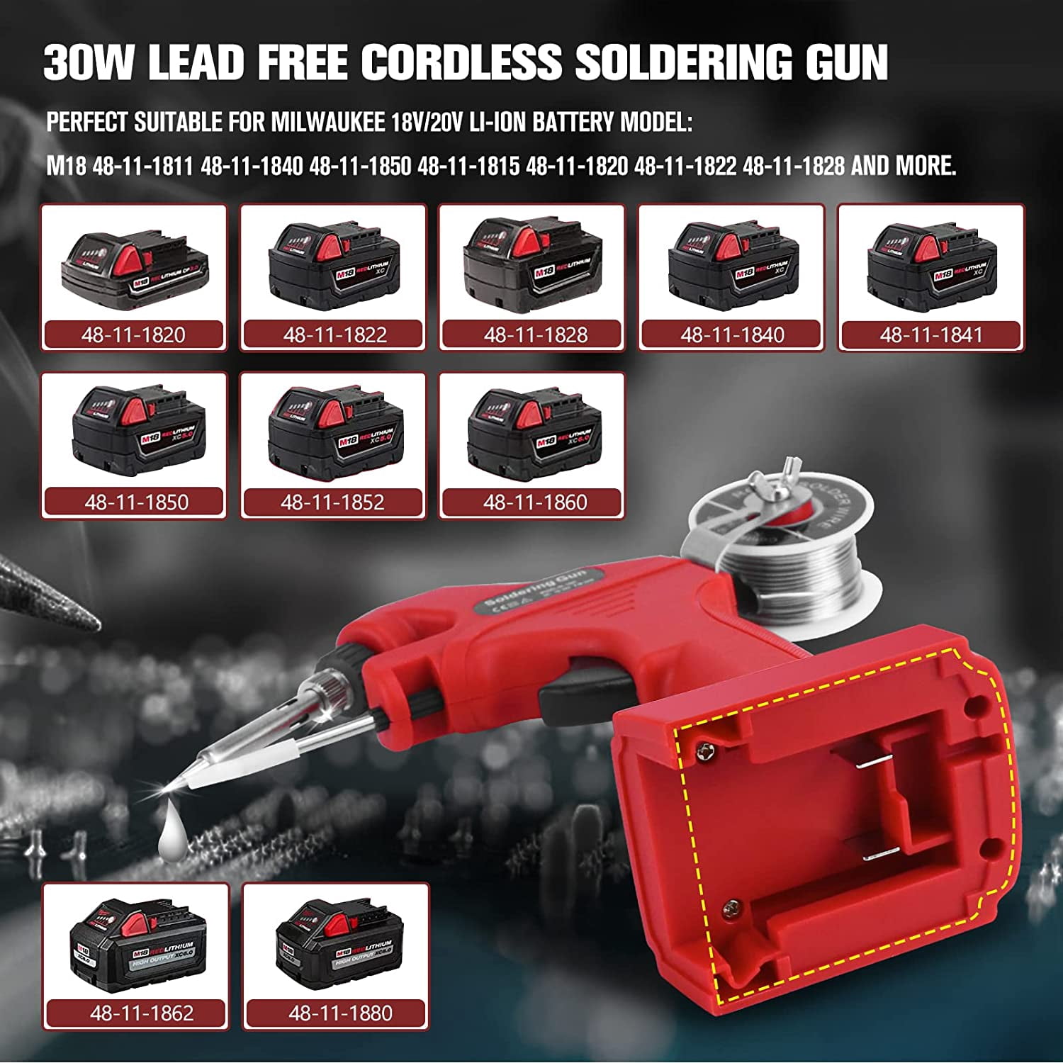 Ecarke Cordless Soldering Gun Electric for Milwaukee Soldering Iron Welding Assembly (Tool Only)