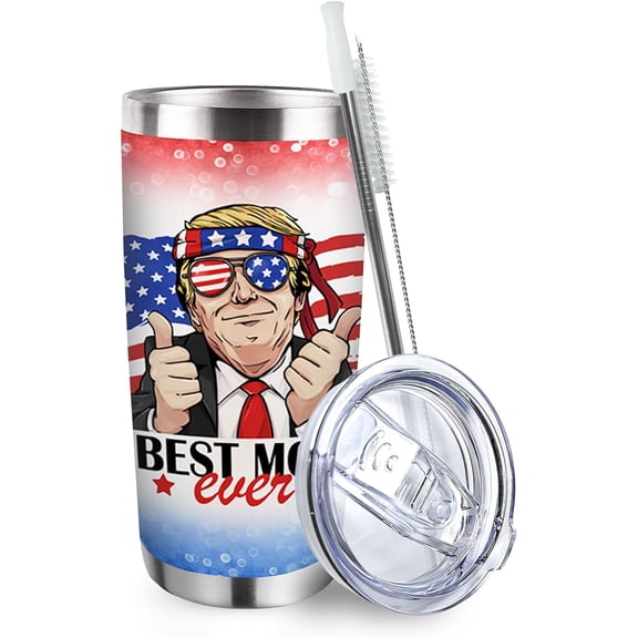 Best Mom Ever Tumbler with Lid and Straw, Funny Mother''s Day Birthday Gifts for Mom Women Grandma, Humorous America Stainless Steel Travel Coffee Cup, 20oz Humor Double Wall Vacuum Insulated Mug