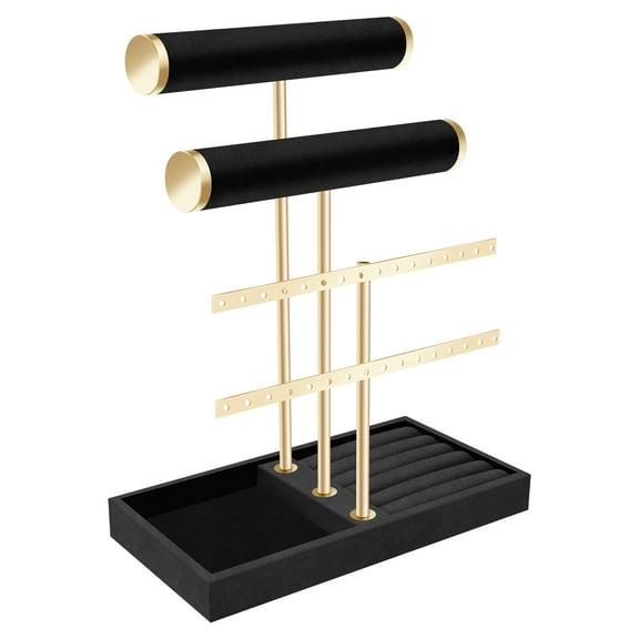 3 Tier Bracelet Holder Display - Detachable T Bar Beige Velvet Bracelet Holder Jewelry Holder Organizer for Bracelet Necklace, Earrings Rings