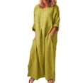 thumbnail image 1 of Sexy Dance Womens Maxi Dresses Full Length Kaftan Plain Long Dress Baggy Outdoor Yellow 2XL, 1 of 9
