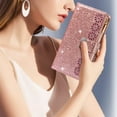 thumbnail image 6 of Wallet Case for iPhone 16 Pro, Glitter Bling Flip Folio Leather Protective Magnetic Stand Zipper Purse Phone Cover with 9 Card Slot Holder Wrist Strap for Women, Rosegold, 6 of 14