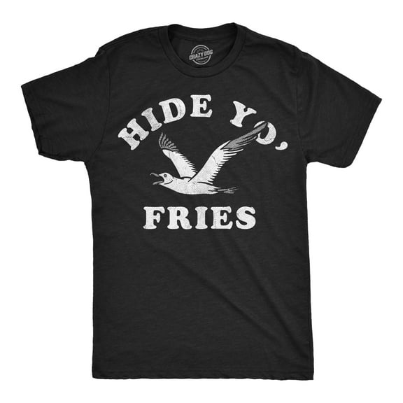 Mens Funny T Shirts Hide Yo Fries Sarcastic Seagull Graphic Novelty Tee for Men Graphic Tees