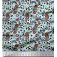 thumbnail image 1 of Soimoi Polyester Crepe Fabric Cricket Ball,Rugby & Football Sports Decor Fabric Printed Yard 52 Inch Wide, 1 of 1