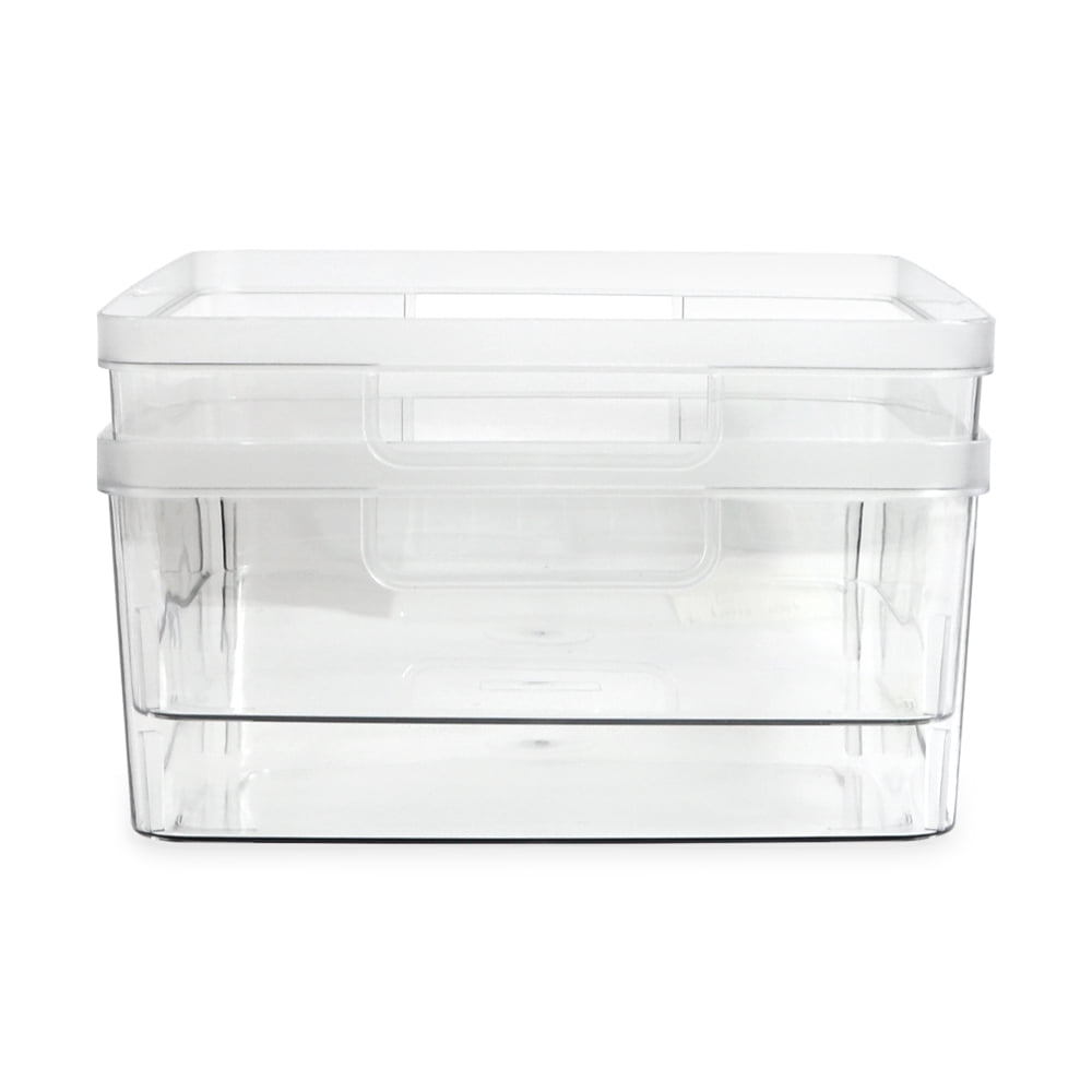 Isaac Jacobs 2-Pack Large Clear Storage Bins with Handles, Fridge/Freezer/Food Safe, BPA Free