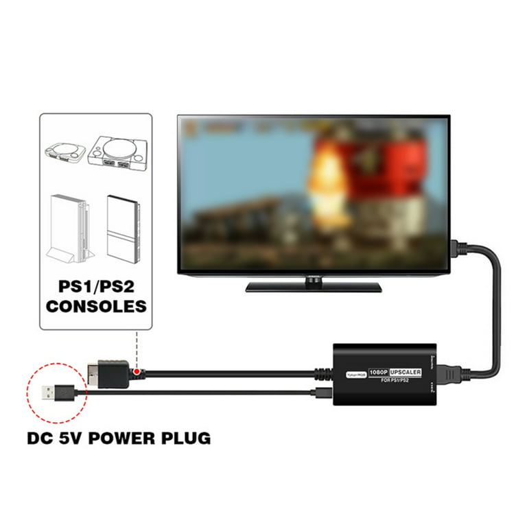 PS2 to HDMI Converter Adapter for HDTV HDMI Monitor Compatible with PS1/PS2/PS3  Game Consoles 