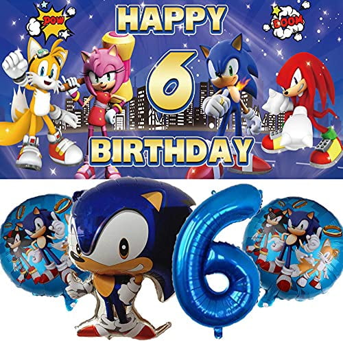 x2 Personalised Birthday Banner Sonic Design Children Kids Party Decoration 6 