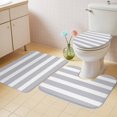 thumbnail image 3 of Light Grey Striped Bathroom Rugs Set Modern Stripe Simple Style Abstract Non Slip Absorbent Soft Bath Mats 3 Piece Set with Bathroom Rug, U-Shaped Floor Mat, Toilet Seat Cover Large Size, 3 of 9