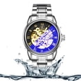 thumbnail image 3 of Men's watch, fully automatic mechanical watch, Korean version, business style, double-sided hollow design, new mechanical men's wristwatch, fashionable watch, 3 of 9