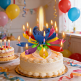 thumbnail image 3 of Goyunwell 3pcs Birthday Candles Flower Lotus Music Rotatable 2 Layers Candles Colorful Pink Blue, 3 of 7