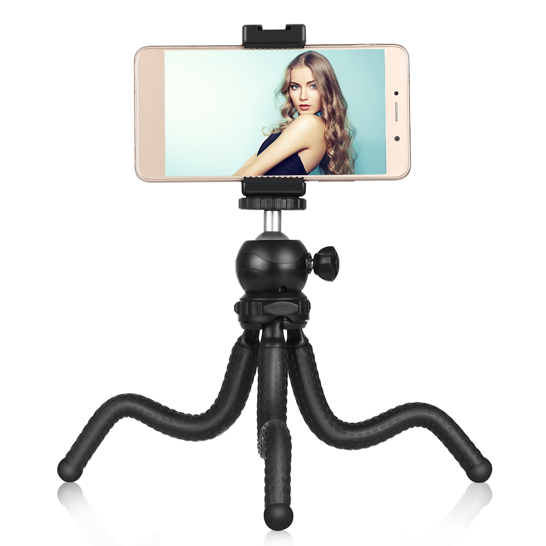 QKOO Mini Octopus Flexible Tripod Holder with Ball Head & Phone Clamp + Tripod Mount Adapter &