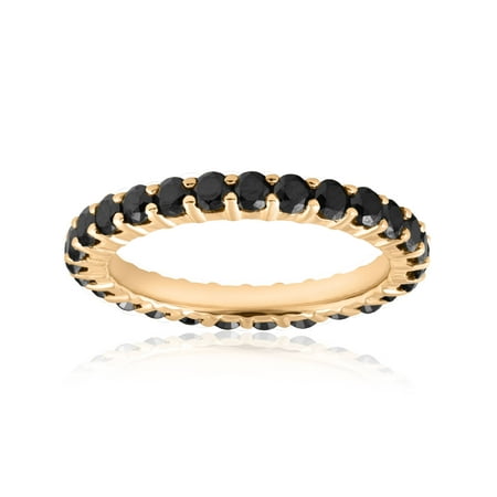 1 1/2ct Black Diamond Eternity Ring 14k Yellow Gold Womens Stackable Band Heated