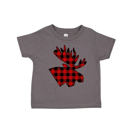 

Inktastic Moose Head in Red and Black Plaid Gift Toddler Boy or Toddler Girl T-Shirt