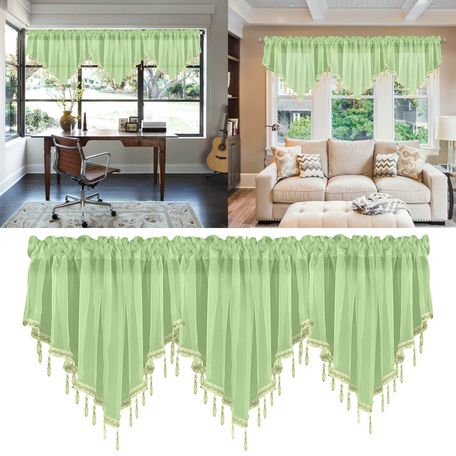 3PC Solid Color Finished Curtain Curtain Drapery 51x24 Bedroom Home ...