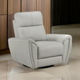thumbnail image 6 of Jessica 39 Inch Swivel Glider Chair- Gray- Top Grain Leather- Solid Wood, 6 of 6