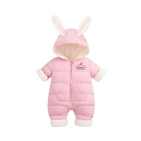 

Dadaria Toddler Jacket 0-24Months Toddler Children s Down Padded Cotton-padded Clothes Girls Baby Ears Warm Jacket Coat Jumpsuit Romper Pink 0-6 Months Toddler