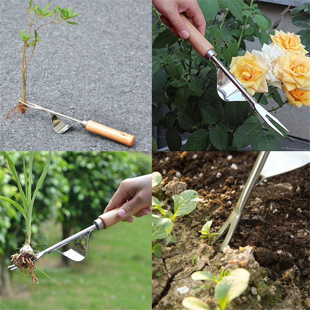 PP & TPR Ergon,Garden Lawn Farmland Transplant Gardening Bonsai Tools for Flower and Vegetable Plants Care Hand Weeder Tool WH Stainless Manual Weed Puller Bend-Proof 