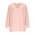 thumbnail image 4 of Dagugfen Women's Tops V Neck Long Sleeve Womens Loose Pullover Basic Homewear Shirts Pajama Tops for Women, 4 of 6