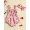 thumbnail image 3 of Aojekbee Baby Girl Summer Jumpsuit Strawberry Print Sleeveless Romper and Headband Set Cute Fashion Clothes Outfits, 3 of 9