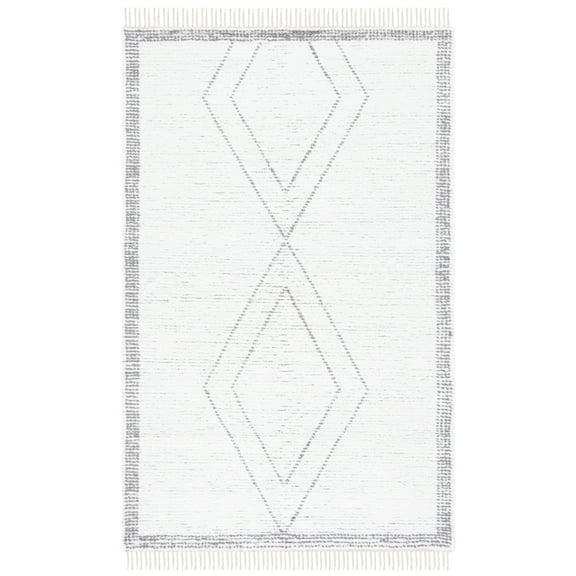 SAFAVIEH Casablanca Sharyl Diamond Cotton Area Rug, Ivory/Grey, 8' x 10'