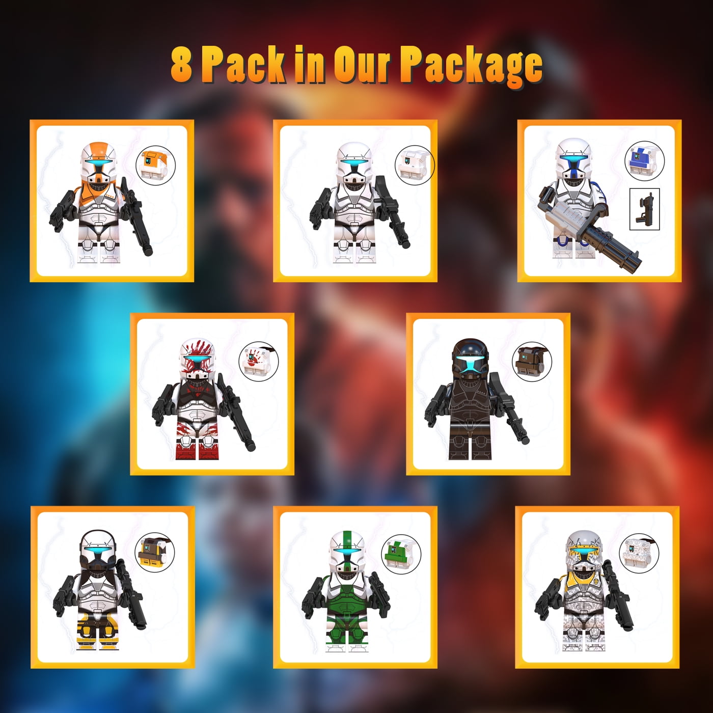 16 Pcs Star Wars Building Blocks Action Figures Battle Droids with Weapons  Set, 2Inch Space Wars Minifigures Building Blocks Toy for Kids Teens  Birthday Cake Toppers 