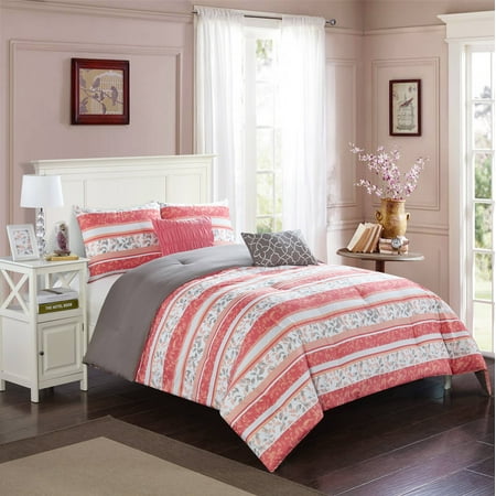 Awning Stripe Bedding - Better Homes & Garden Botanical Stripe 5-Piece Bedding Comforter Set, Full/ Queen