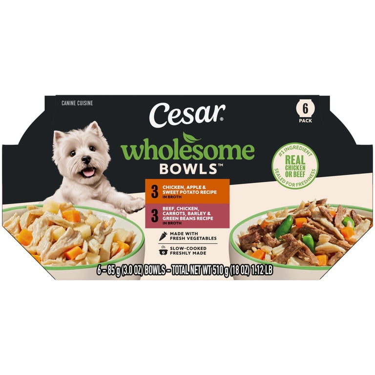 Cesar Wholesome Bowls Adult Wet Dog Food Variety Pack, 6 Count photo 1