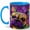 Blue, variant on Stained Glass French Bulldog Coffee Mug, Colorful Dog Mug, Ceramic 11 oz