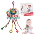 thumbnail image 2 of Juguete de actividad con forma de pulpo para tirar de la cuerda, de silicona de grado alimenticio, juguetes sensoriales para bebés y niños, juguetes de via, 2 of 10