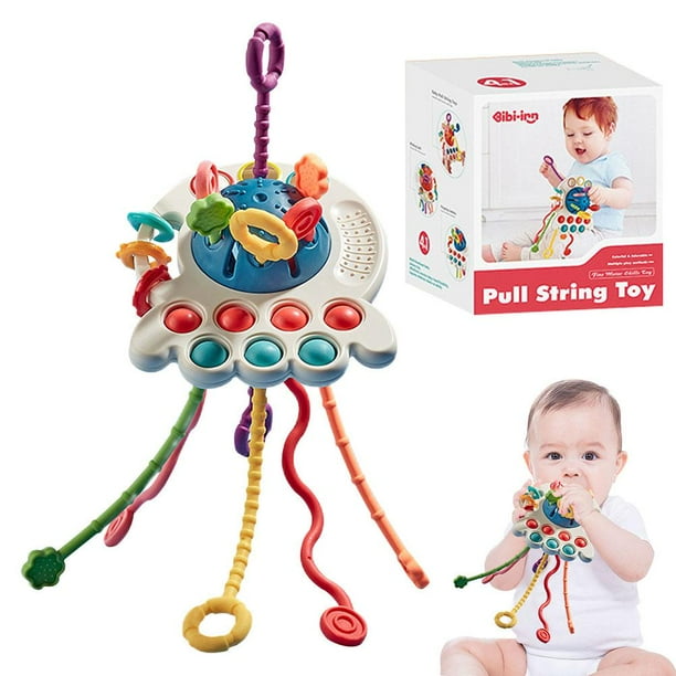 Juguete De Tracción Con Ventosas Para Bebés De 3+ Meses – Cuerda Para Tirar, Estimulación Sensorial Y Motricidad Fina, Portátil, Fácil De Limpiar, Regalo Perfecto