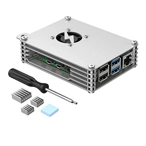 AAAwave Framboise Pi Boîtier en Alliage d'Aluminium avec Cadre Laminé et Kit Combo Dissipateur Thermique