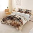 thumbnail image 2 of Castle Fairy Vintage Steam Train Queen Duvet Cover Set for Teens, Music Note Print Bedding for Bedroom, Brown Beige,Grey Reversible,3-Piece,No Comforter, 2 of 5