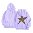 thumbnail image 3 of FAOWME Women's Hoodies With Pocket Long Sleeve Drawstring Star Print Leopard Casual Comfortable Warm Sweatshirt For Fall Winter Daily Wear Purple Xxl, 3 of 5