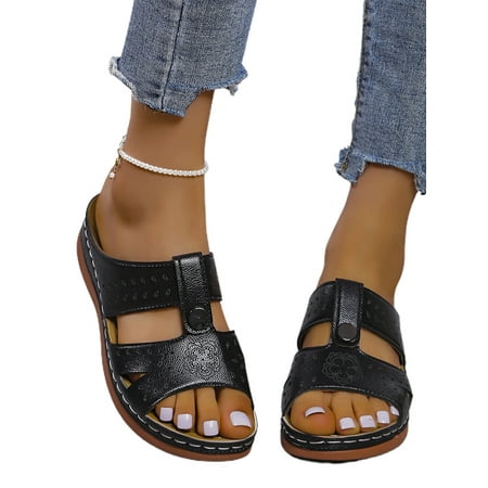 

Tapsier Womens Retro Wedge Slippers Summer Beach Walking Slip On Platform Shoes