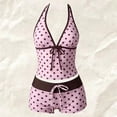 thumbnail image 2 of 2 Piece Y2k Polka Dot Halter Bikini with Shorts Women Girls Cute Beach Tankini Swimsuit Vintage Bathing Suit Set, 2 of 4