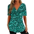 thumbnail image 2 of Qiopertar Blouse à Manches Courtes à Fermeture Éclair Dégradée pour Femmes en Solde à Moins de 5$ en Solde, 2 of 5