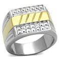 thumbnail image 1 of Men Two-Tone IP Gold Stainless Steel Ring with Top Grade Crystal in Clear - Size 12, 1 of 1