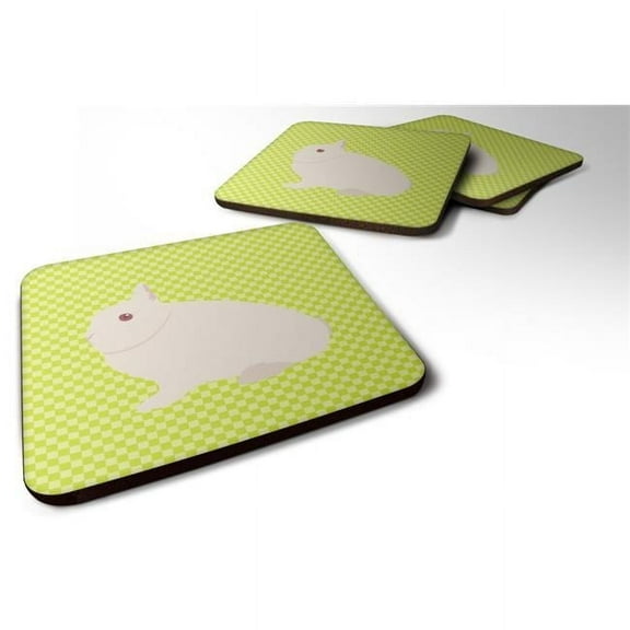 Hermelin Rabbit Green Foam Coaster, Set of 4