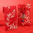 thumbnail image 4 of KAKOWELY 3 Pcs Sacs à Enveloppes Rouges Brodés Chinois Style Aléatoire, 6.89"X4.13"X0.2 Pouces, 4 of 5
