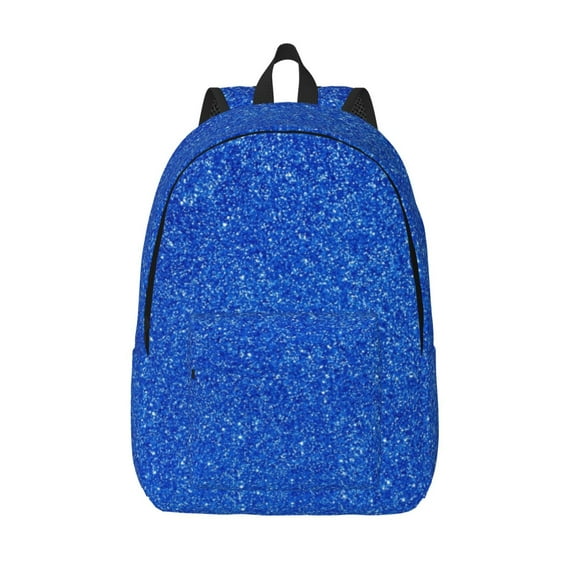 Defioc Blue Glitter for Canvas Backpack,Travel Rucksack Unisex Knapsack Laptop Backpack for Work & College -Small