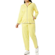 AmeriMark Women’s Striped Sweat Suit Set – 100% Cotton Pants and Jacket Outfit Yellow/Gray X-Large
