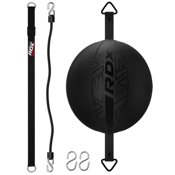 RDX Double End Ball Training Bundle, Maya Hide Leather Speed Bag with Straps, Hooks & Anchor Set