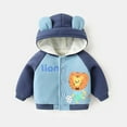 thumbnail image 2 of AOMPMSDX Baby Hooded Cute Animal Print Coat Autumn And Winter Baby Girls Winter Baby Boys Padded Jacket Padded Coat Girls Coat&jacket Blue 18 Months-24 Months, 2 of 9