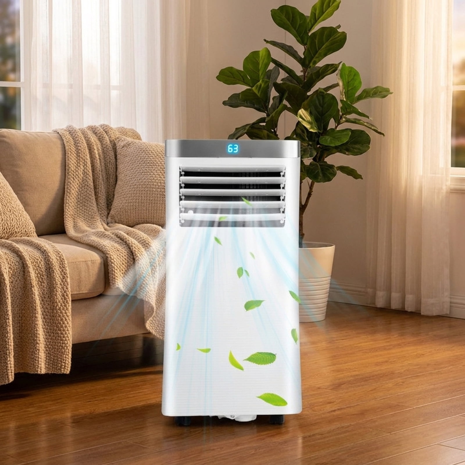 RUIE 8,000 BTU Portable Air Conditioner with Dehumidifier and Fan, White 3-in-1 Cooling Unit Cools up to 230 Sq Ft with Remote Control, 24H Timer & LED Display for Bedroom Office Apartment