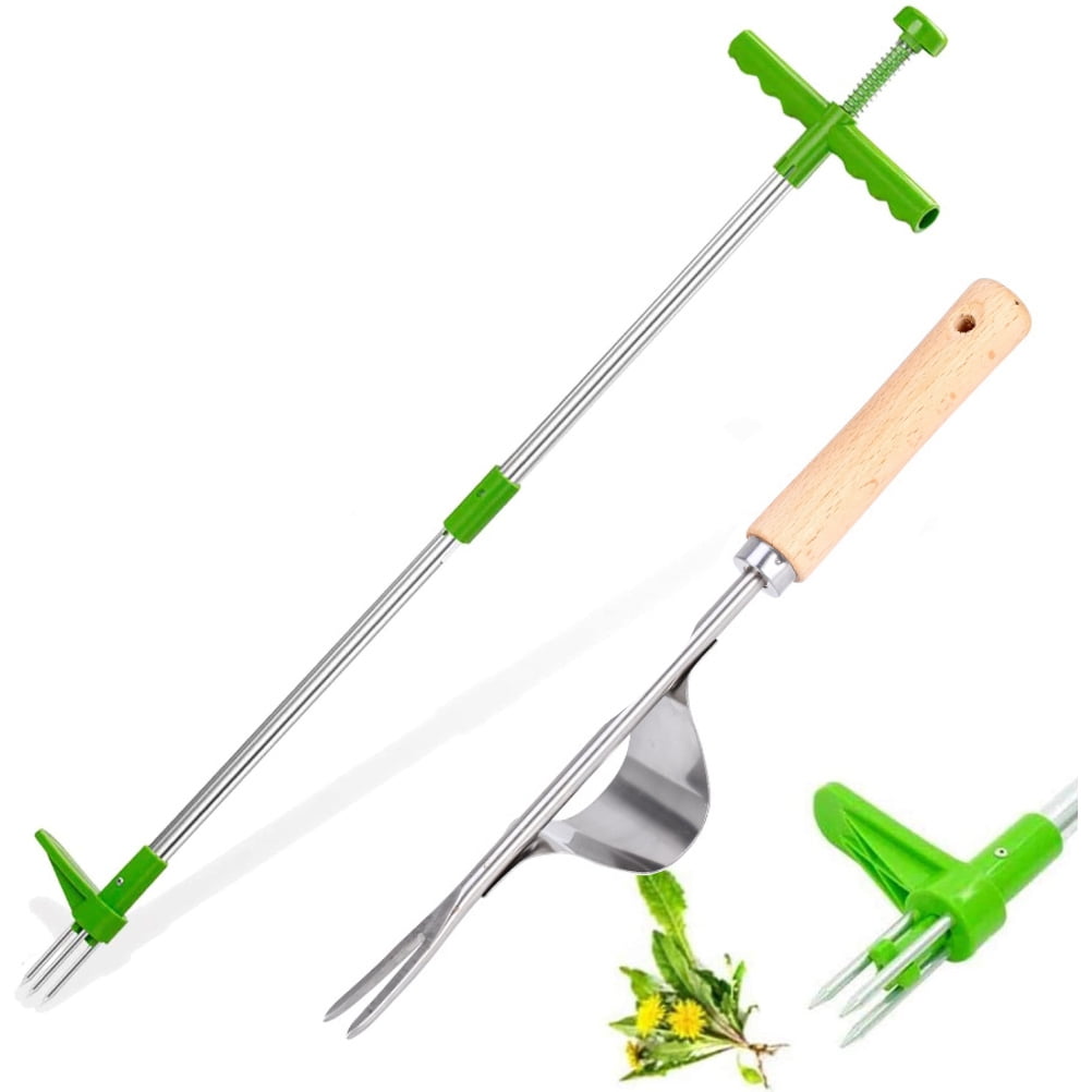 TINVHY Stand Up Weeder,Long Handle Garden Weeding Tool with 3 Claws,Garden Lawn Weeder Easy Root Remover Long Handled Weeding Tool for Garden