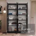 thumbnail image 6 of Madesa Wardrobe Storage Cabinet with 4 Doors and 10 Shelves, 47" Wooden Armoire for Home Organization - Black, 6 of 10