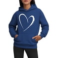 thumbnail image 4 of Hoodies for Women Valentine's DayValentines Day Women Hoodies Heart Print Long Sleeve Pullover Soft Sweatshirt Outerwear,Navy, 4 of 4