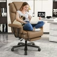 thumbnail image 4 of HomeZeer Big and Tall Office Chair with Footrest, 400 lbs Modern High Back Leather Office Chair, Reclining Wide Seat Ergonomic Executive Home Office Computer Desk Chair, Brown, 4 of 13
